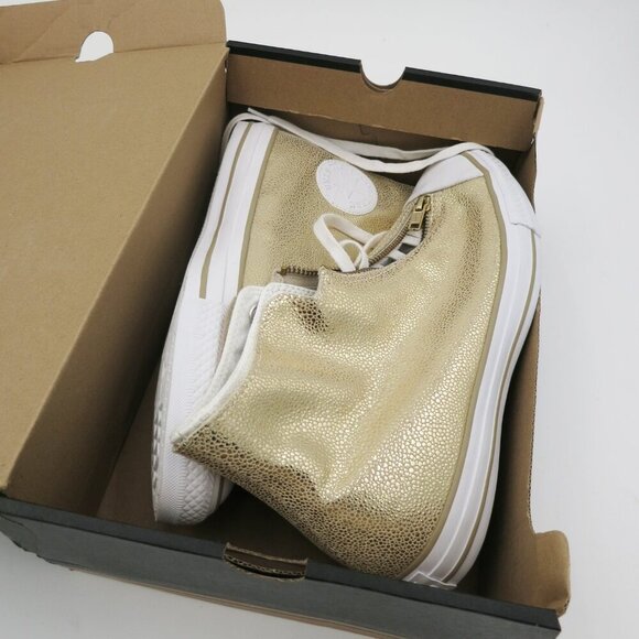 Converse CTAS Classic Shroud Hi Gold Metallic Pebble Grain Leather 9M NIB - Picture 13 of 16